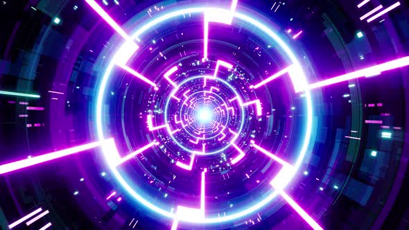 Counterclockwise Rotating Neon Light Cyber Tunnel