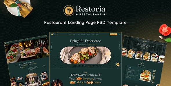 Restoria - Multi Page Restaurant Landing Page PSD Template