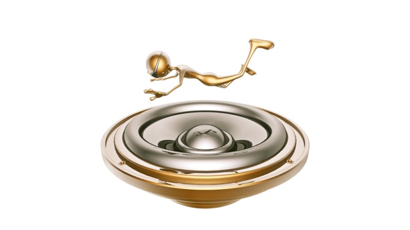 Gold Man 3D Character - Powerful Speaker alt