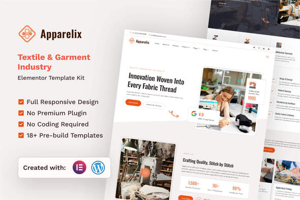 Apparelix - Textile & Garment Industry Elementor Template Kit