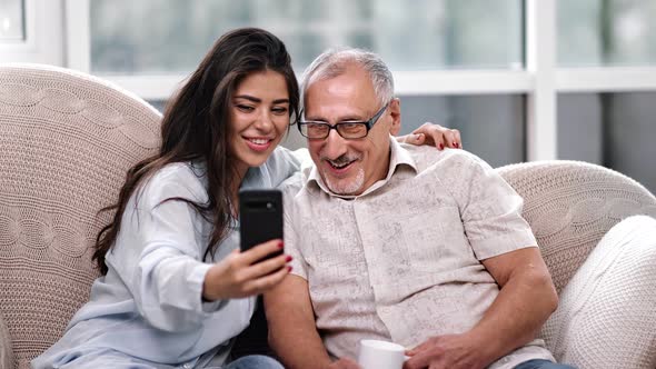 Mature Father and Daughter Talking Online Video Call