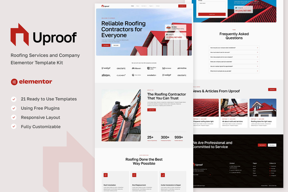 Uproof - Roofing Services & Company Elementor Template Kit