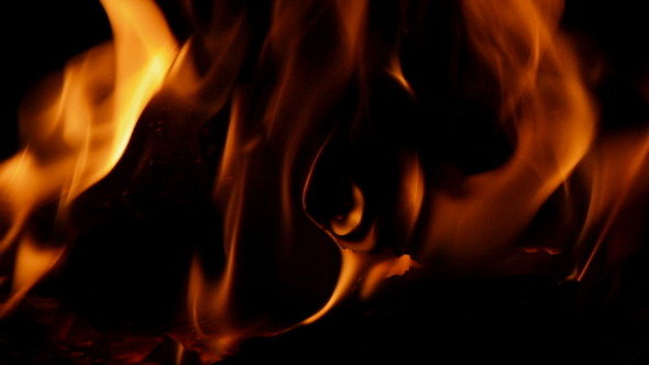 Flames Fire in Fireplace