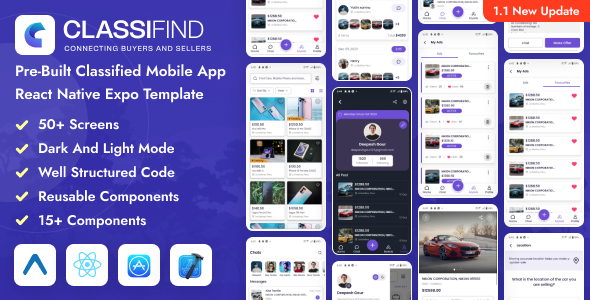 Classifind - React Native Expo Classified Mobile App Template