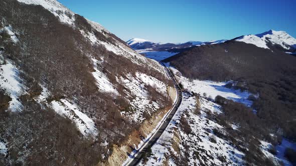 Aerial Flight in Winter Landscape