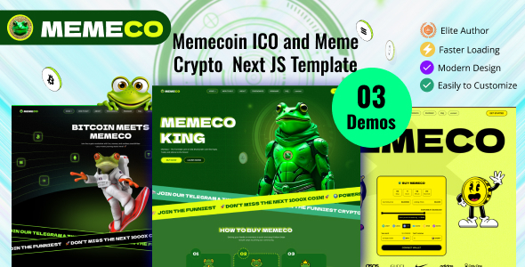 Memeco - Meme Coin ICO & Crypto Next JS Tailwind CSS Template