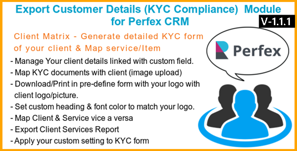 Export Customer Details (KYC Compliance)  Module for Perfex CRM