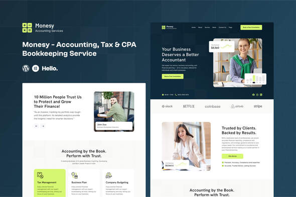 Monesy - Accounting, Tax & CPA Bookkeeping Service Elementor Template Kit