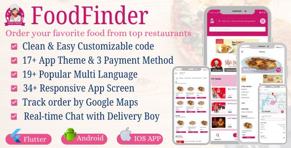 FoodFinder - Multi Restaurant Food Delivery App Flutter UI Kit
