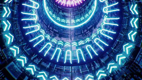 Blink Arrow Light Mechanical Neon Vj Tunnel Loop 4K