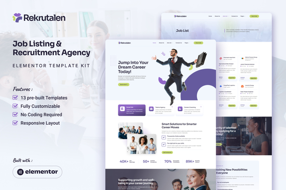 Rekrutalen - Job Listing & Recruitment Agency Elementor Pro Template Kit