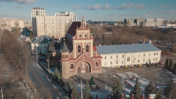 Aerial View Saint Josaphat Church Ukrainian Catholic Cathedral. Lviv, Ukraine