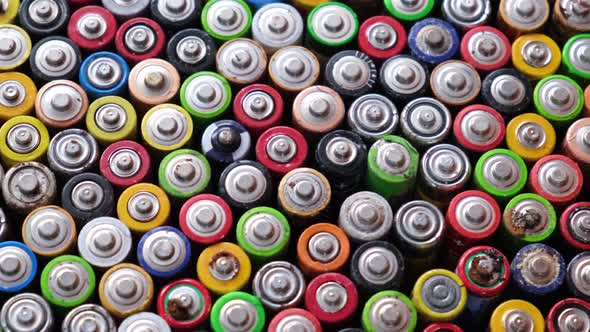Used Batteries From Different Manufacturers Toxic Waste High Risk to the Environment