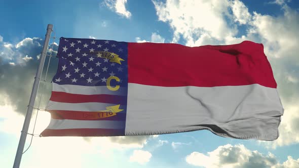 Flag of USA and North Carolina State