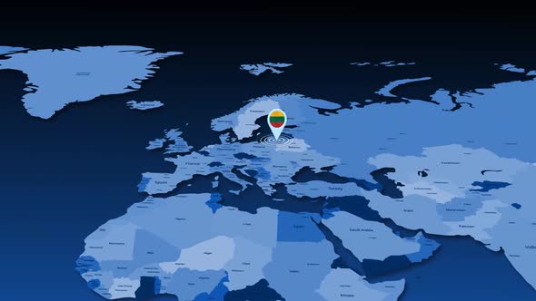 Lithuania Location Tracking Animation On Earth Map