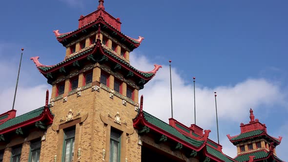 Timelapse Of Chinese Building Roof With Clouds