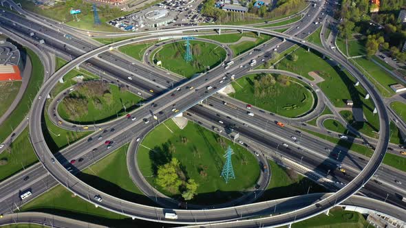 Freeway Intersection Traffic Trails in Moscow