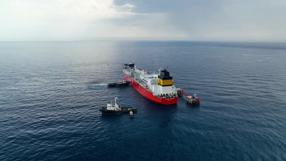 Gas tanker at sea aerial view 4 K Turkey Alanya