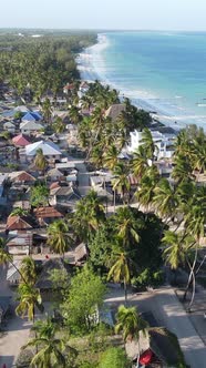 Zanzibar Tanzania  Aerial View of Houses Near the Coast Vertical Video