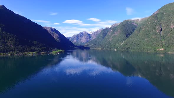 Fjord in Norway, aerial view