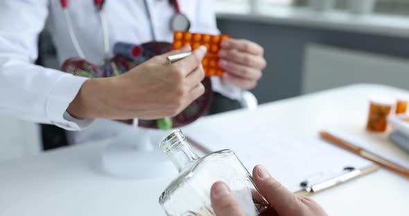 Doctor Tells Patient with Alcohol Dependence Effect of Alcohol on Liver
