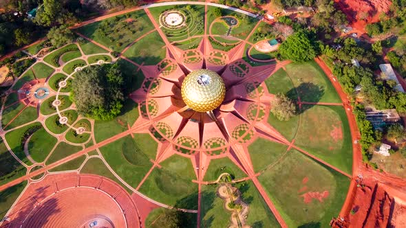 Arial View of Auroville. Auroville is an experimental township in Viluppuram district mostly in the