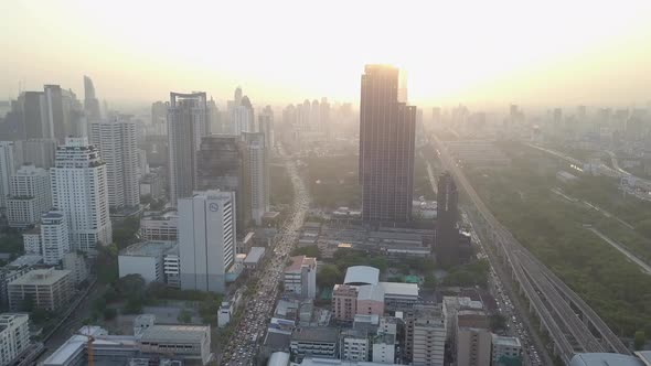 Asoke and Petchaburi Aerial Footage in Bangkok, Thailand