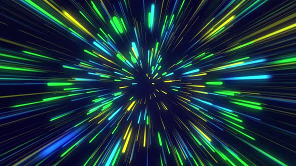 Colorful green pink straight lines on a dark background