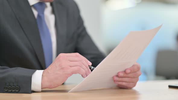 Businessman Reading Documents, Paperwork