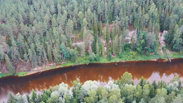 Aerial Shot of the Cliff of Sietiniezis Rock, Latvia, Gauja National Park