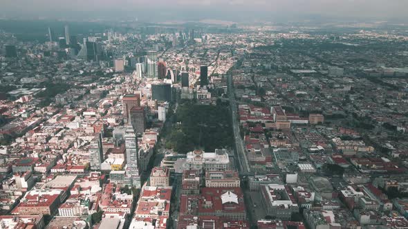 Aerial view of mexico city alameda at morning
