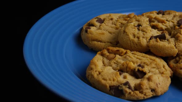 Cinematic, Rotating Shot of Cookies on a Plate 