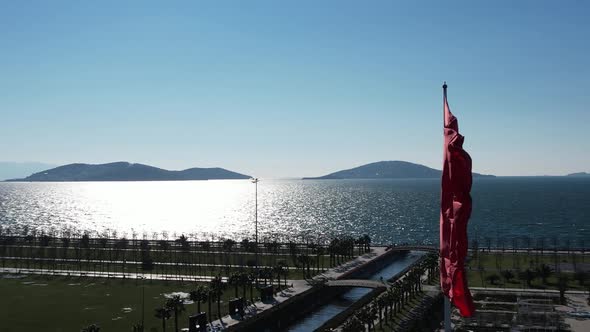 Turkish Flag with Sea Background