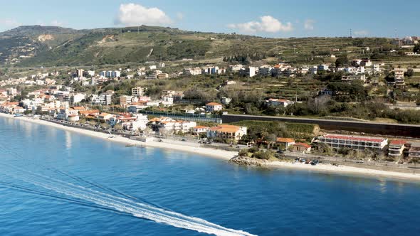 City of Villa San Giovanni in Calabria in the Strait of Messina