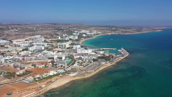 Aerial view of the Ayia Napa resort town, Cyprus