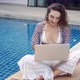 Female Tourist Using Laptop on Lounger - VideoHive Item for Sale