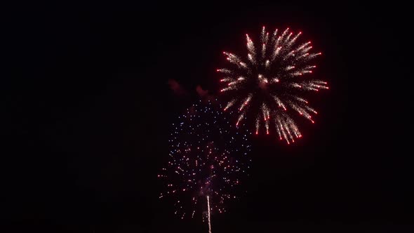 Colourful Fireworks in the Night Sky at Summer Festival