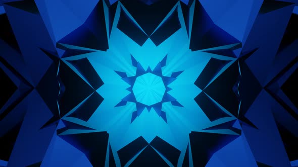 3d Render Abstract Blue Polygonal Rotating Animation