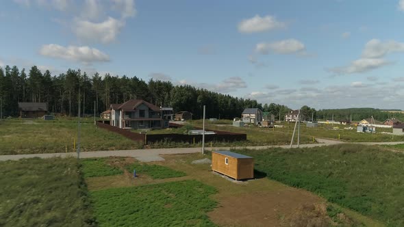 Aerial view of construction houses in new cottage village 09