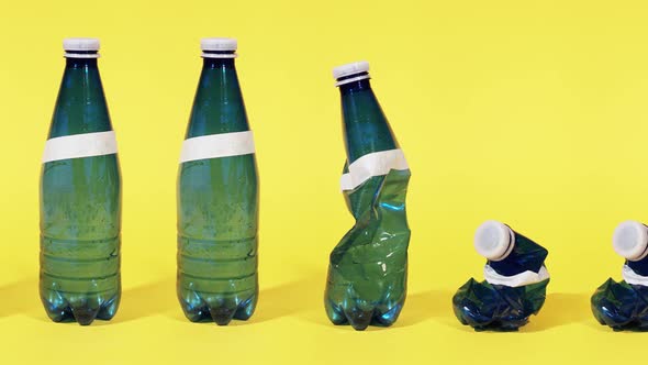 Plastic Bottles Fold in Stop Motion