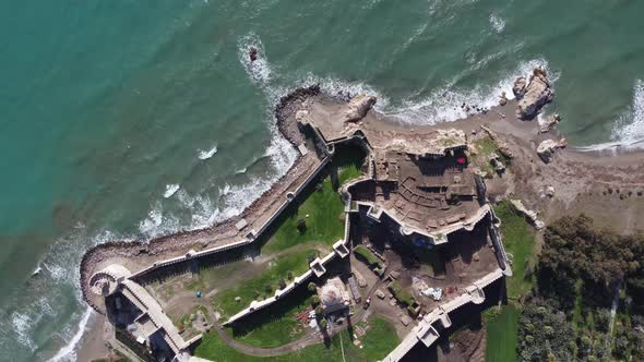 Medieval Mamure Castle Mediterranean Aerial Drone