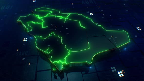 Saudi Arabia  Map 4k Loop
