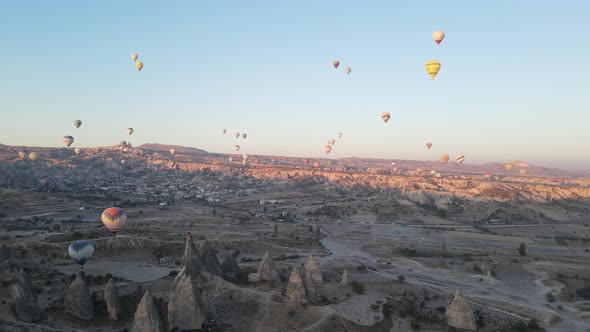 Cappadocia, Turkey : Balloons in the Sky. Aerial View