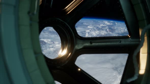Cockpit View From International Space Station Operating Nearby of Planet Earth alt