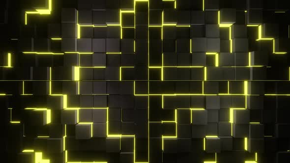 Black And Yellow Cubes Background Vj Loop HD