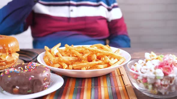 Hungry Man Junk Food on Table