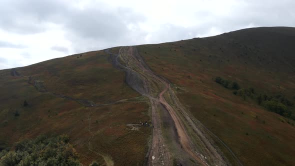 Aerial View of Off Road Car at the Trail Mountains Attraction