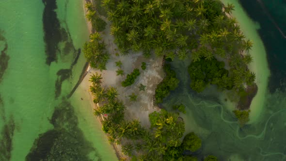 Side View of Romantic Young Couple Embracing on Beach Top Aerial View