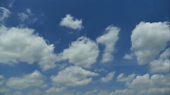 Time lapse of white cloud moving pass around sky background