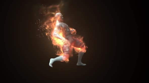 Burning Human Shatters Into Particles